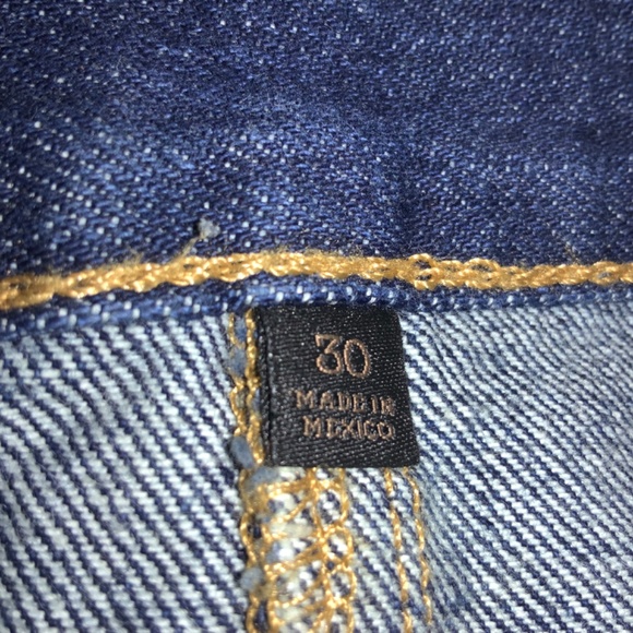 Frye denim mini skirt waist Sz 30 distressed raw hem - Picture 4 of 6